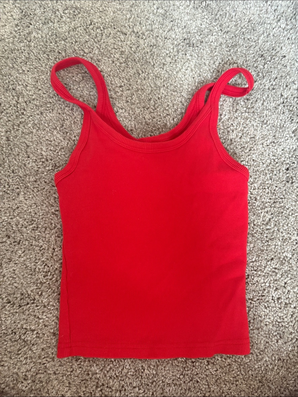 Women's Red Ribbed Tank Top
